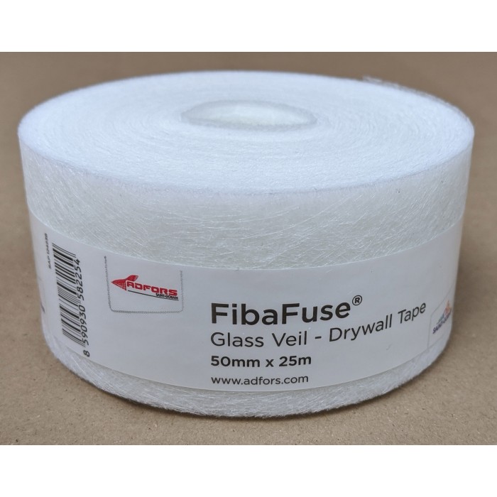 FibaFuse Glass Veil Paperless Drywall Tape 25m 1 Roll 50mm Wide